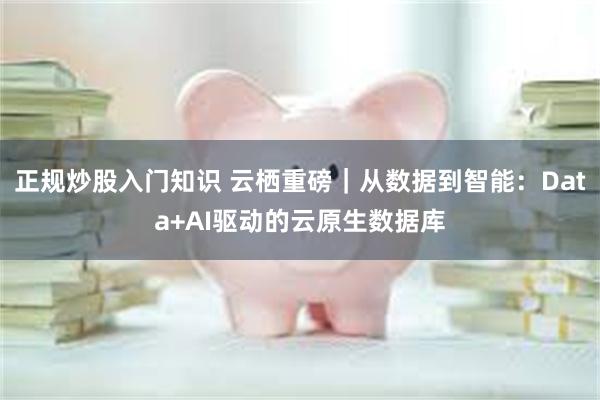 正规炒股入门知识 云栖重磅｜从数据到智能：Data+AI驱动的云原生数据库