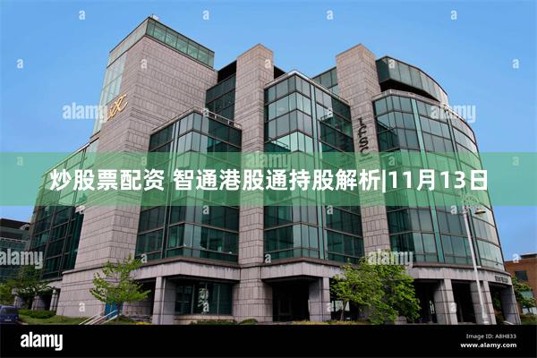 炒股票配资 智通港股通持股解析|11月13日